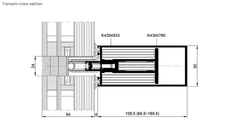 Fire Rated Silicone Joined Curtain Walling - Architect - Transom cross section
